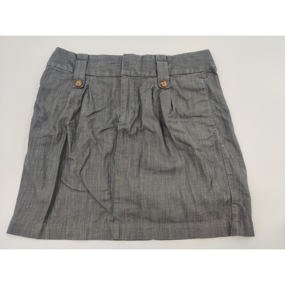 Banana Republic Gray Chambray Mini Skirt Pleated A-Line Casual Skirt Women L